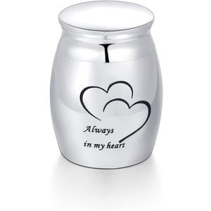 Small Urns for Human Ashes Stainless Steel Mini Cremation Keepsake Urns for Ashes 1.57 Inch-Always in My Heart