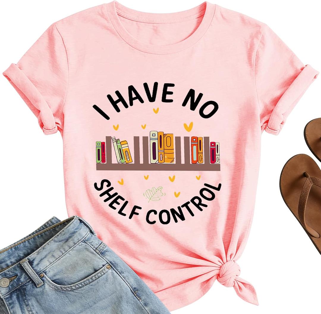 Book Shirts for Women - Fun Reading Lovers Tshirts School Teacher Tee Tops (Large)
