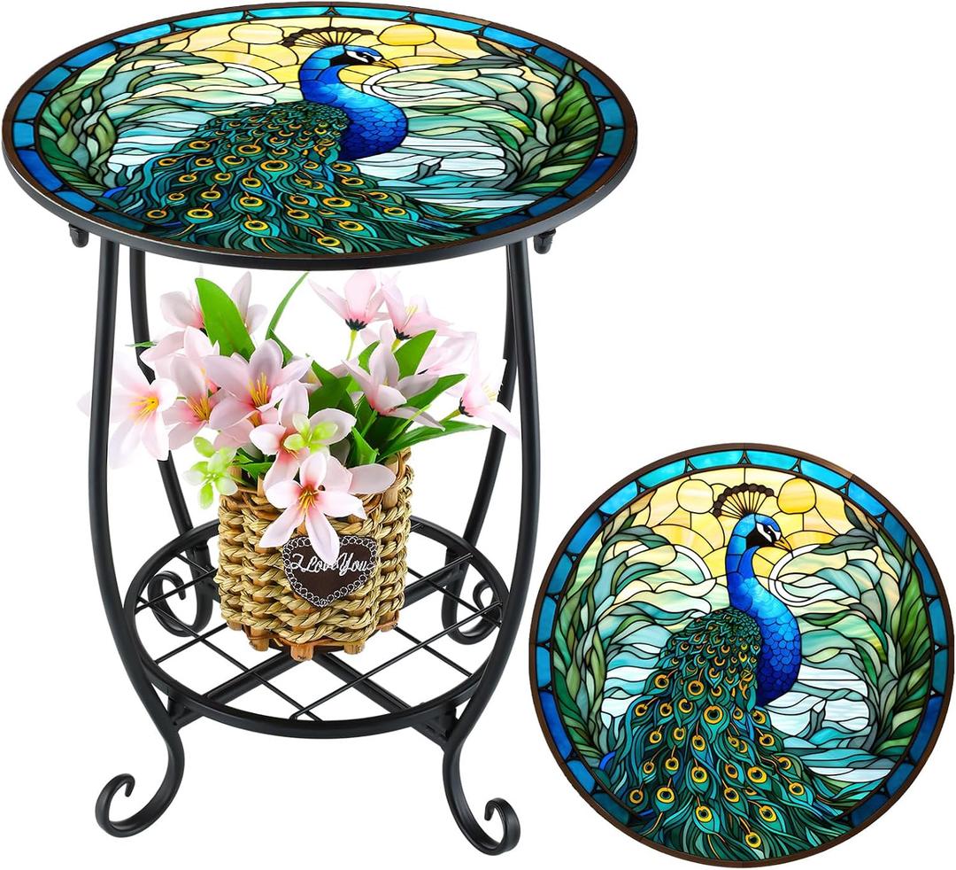 Cinnvoice Outdoor Side Table Small End Patio Porch Table, 16 Inch