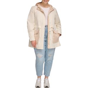 Levi's womens Cinch Waist Hooded Parka (Off-white) S