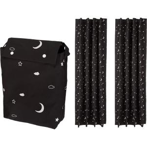 Amazon Basics Portable Blackout Curtain Shade with Suction Cups for Window, Noise Reducing, Energy Saving, 50"W x 78"L, Moon and Stars, 2-Pack