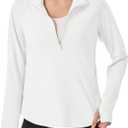 UPF 50+ Hiking Shirt for Women - 1/4 Zip Long Sleeve Sun Protection Top Lightweight & Quick Dry for Trail Running (L)