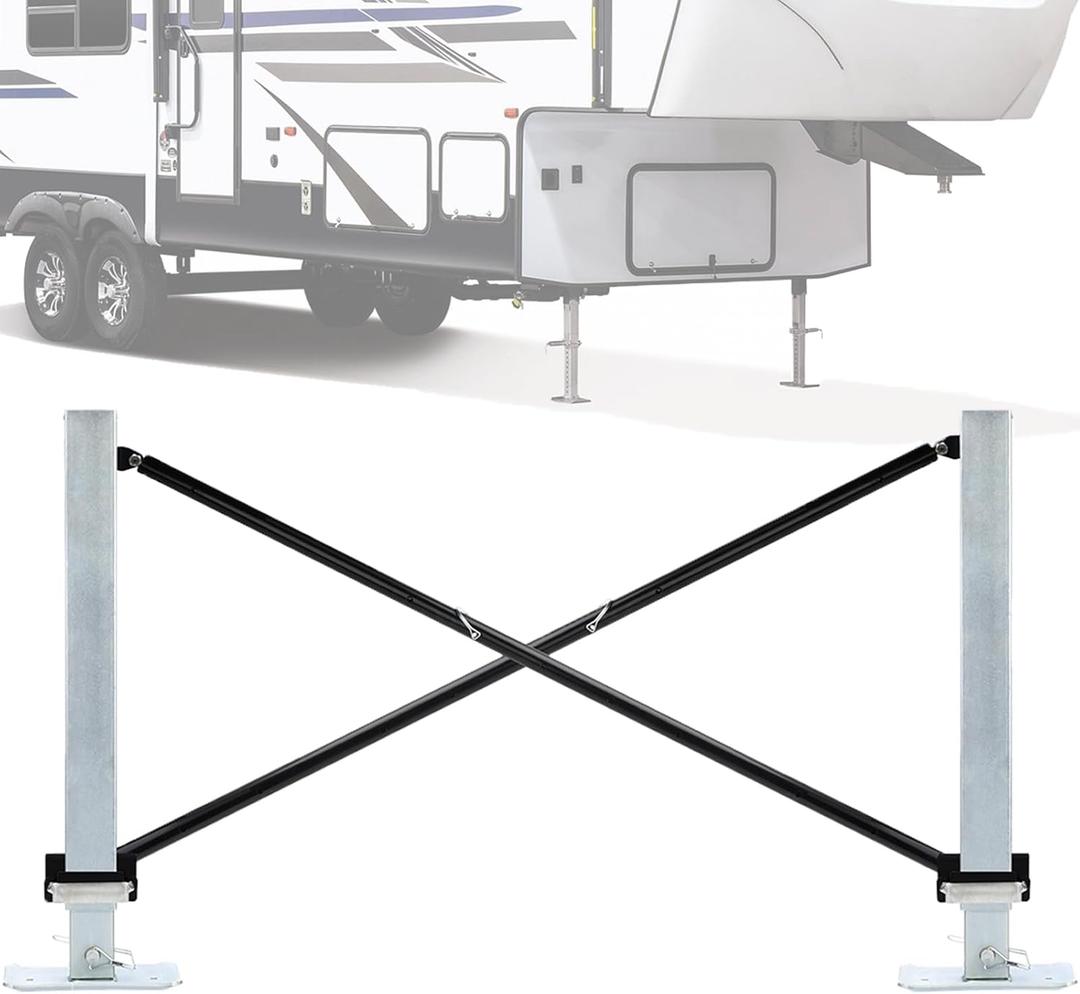 X-Brace Stabilizer Rear Cross Stand Mounting Bracket Compatible with RV Travel Camper Trailer with Fifth Wheel