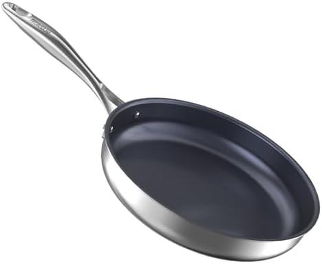titaudou Frying Pan 10" Nonstick Frying Skillet, Titanium&Stainless Steel Pot Egg Cooking Pan, PFAS-Free, PFOA Free, Dishwasher and Oven Safe, Compatible with All Cooktops
