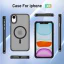 2 x Strong Magnetic for iPhone XR Phone Case [Compatible with MagSafe] [with 2X Screen Protectors] Military-Grade Protection, Slim Translucent Matte Bumper Cover for iPhone XR 6.1", Dark Black