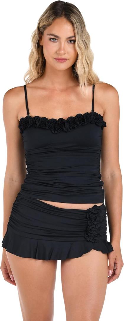 La Blanca Women's Island Goddess Ruffled Bandeau Tankini Swimsuit Top (14)