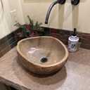 Unique Natural River Stone Sink For Personalized Bathrooms With Irregular Oval Yellow Flecks - Handcrafted Sink In Rustic Farmhouse Style (Medium: Approximately 15-19 in), Medium: 15-19 ‘L x 13-14 “W x 5-6 ”H