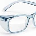 Stoggles Rectangle Z87.1 Certified Safety Glasses, Blue-Light, UV Blocking Lens, Top & Side Shield, Anti-Fog, Stylish Eyewear, Medium Low Bridge Fit