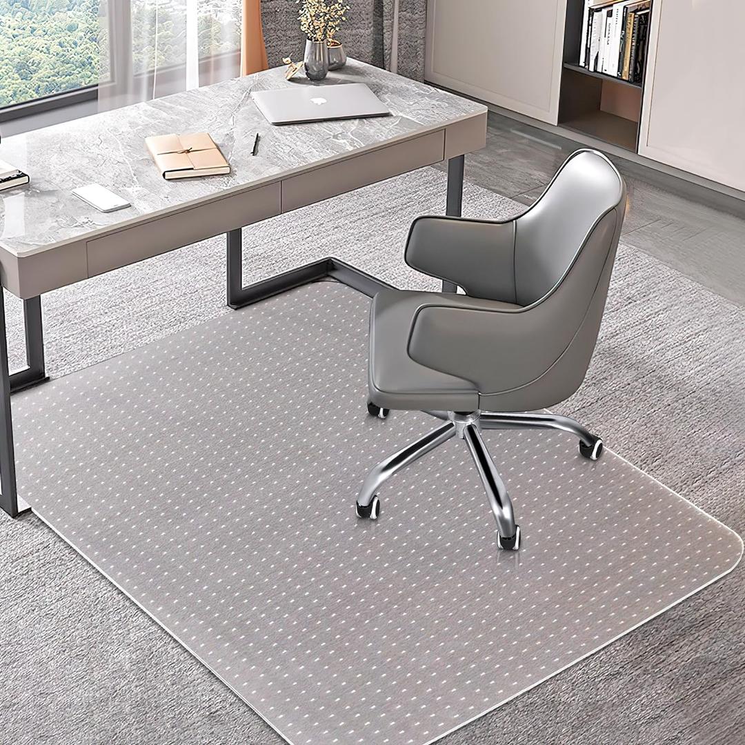Office Chair Mat for Carpets, Clear Computer Desk Chair Mat for Low Carpeted Floors, Thick and Sturdy Carpet Protector, Easy Glide and Flat Without Curling(30'' x 48'' Rectangle)