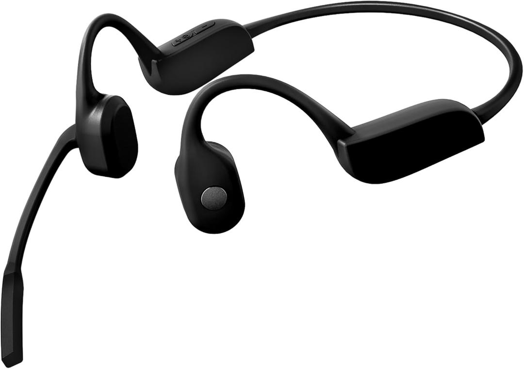Bone Conduction Headphones Bluetooth with Mic, Noise Cancelling Open-Ear Sweatproof Bone Conducting Headsets Microphone Wireless for Work, Sports,Call, Meeting Headphones (Black)