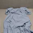 Batermoon Girls Summer Dress Square Neck Short Sleeve Crossover Waist Casual A-line Mini Dress (9-10 Years, Blue)