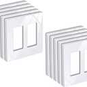 BESTTEN 10 Pack 2-Gang Screwless Decorative Wall Plate, USWP6 Snow White Series, Decorator Outlet Cover, H4.69 x W4.73, for Light Switch, Dimmer, GFCI, USB Receptacle