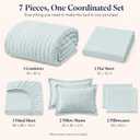 CozyLux Queen Comforter Set, 7 Pieces Ice Blue Seersucker Bed in a Bag