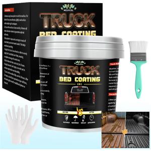 Truck Bed Liner Paint, 35 Floz Black Truck Bed Coating Kit For Truck Bed, Trailer, Rust Resistant Roll On Bed Liner Coating With Brush & Gloves,Easy Application & Long-Lasting Textured Paint