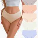 Seamless Underwear for Women Mid Rise Brief Sexy No Show Bikini Panties Womens Cheeky 5 Pack Size S