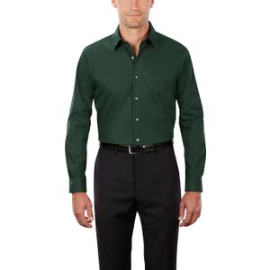 Van Heusen Men's Dress Shirt Regular Fit Poplin Solid (16.5" Neck 32"-33" Sleeve, Dark Leaf)