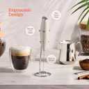 Powerful Handheld Milk Frother, Mini Milk Foamer, Battery Operated Stainless Steel Drink Mixer with Frother Stand