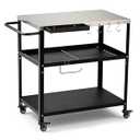 GVGBUK Outdoor Grill Cart Table, Pizza Oven Stand with Casters, Silver