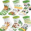 Queenshin Boys Girls Socks Animal Rainbow Airplanes Space Jellyfish Funny Pattern Crew Ankle 6 Pairs 5-8 yrs old