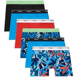 Hanes boys Originals Boxer Briefs, Stretch Cotton Underwear, Assorted, 6-pack, Size L