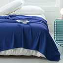 AmyHomie Cooling Blanket King Size, 100% Rayon Derived from Bamboo, Cool Summer Blanket for Hot Sleepers Soft Comfy Waffle Lightweight Blankets for All Seasons(Blue Violet, 108×90in)