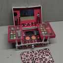 Anpro All-In-One Leopord Double Folding Makeup Kit with Case, Pro Teen Makeup Set, Full Starter Kit with Makeup Brushes, Lipsticks, Eyeshadow Palette, Blushes, Glitter Gel, Ideal Present for Girls (Pink)