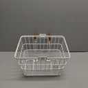 Retrospec Apollo Detachable Front Bike Basket Steel Half-Mesh with Integrated Detachable Hooks and Built-In Handle, Easy Assembly and Portability for Bicycles (Eggshell)