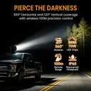 Remote Control LED Search Light,70W 6800lm LED Spotlight for Marine Offroad Pickup Hunting Go Outdoor,6 Inch,360 Rotating,12V 24V Spot Light,1 Strong Magnets