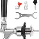 Draft Beer Faucet Shank Kit, Not Stick No Leak Brewing O.D 1/4" Beer Line Barb 2" Beer Shank Stainless Steel Core Brass Body Kegerator Beer Tap Self-Closing Spring Spanner Wrench