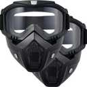 Paintball Mask Anti Fog,Airsoft Mask Full Face,Tactical Mask, Motorcycle Helmet Goggles with Removable Face Mask for Men Women (2Clear)