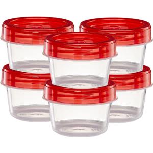 (4 Ounce 10 Pack) Twist cap Containers Clear Bottom With Red Top Screw on Lids Twist Top Food Storage Freezer Reusable Containers