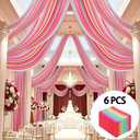 DUOBAO Rainbow Chiffon Wedding Ceiling 10FT Length Photo Background Curtain Decorations with Rod Pocket for Banquet Room Weddings Ceremony Graduation Prom, W 5' x L 10'-6 Panels Bright Rainbow