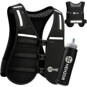 SHEHZOR 9-Pocket Hydration Running Vest High-Capacity Tactical Chest Rig with 500ml Soft Flask Anti-Chafe Mesh & Zero-Bounce Fit for Marathons, Trail Running & Hiking Reflective Unisex Gear
