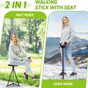 XXL Portable Walking Cane with Seat, Adjustable 34"-37" Foldable Lightweight Aluminum Anti-Slip Walking Stick for Men & Women, 550 Lbs Cane with Chair for Travel Hiking with Carry Bag