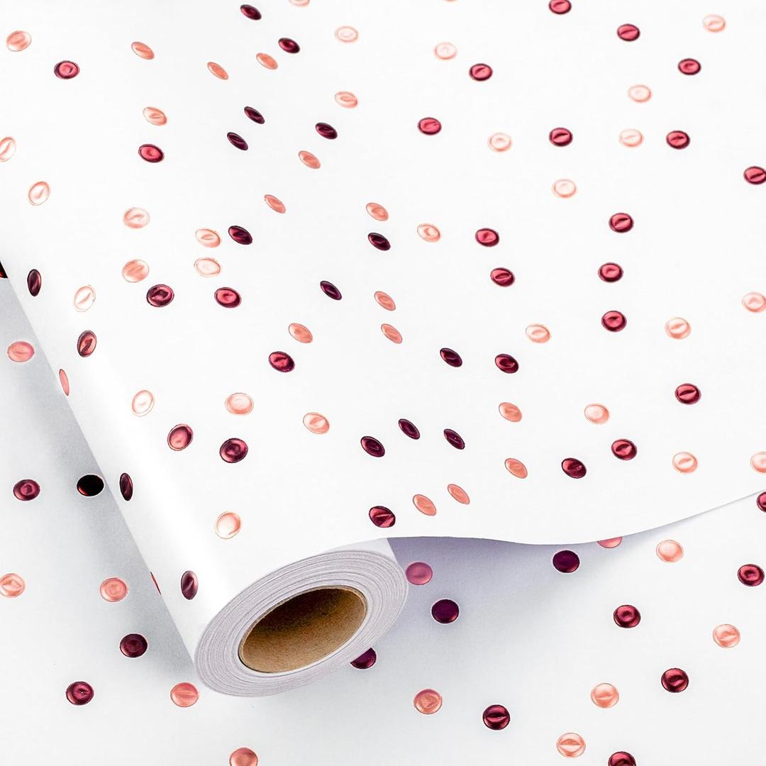 Homeral White Polka Dot Wrapping Paper Roll - 3D Embossed Luxury Gift Wrap for Birthday, Wedding, Bridal Shower, Mothers Day - Mini Roll - 17 Inch x 32.8 Feet