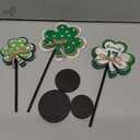 3 Pcs Large St Patrick's Day Shamrock Wooden Block Set Wood Clover Standing Table Sign Irish Decor Clover Table Centerpieces Irish Shamrocks Ornaments for Home Farmhouse Office Kitchen(Classic)