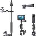 360 Motorcycle Mount Kit, Universal Adjustable Motorcycle Camera Mount for Motorcycle Handle, Compatible with Insta360 X4 X5 Accessories, Bike Mount for GoPro Camera