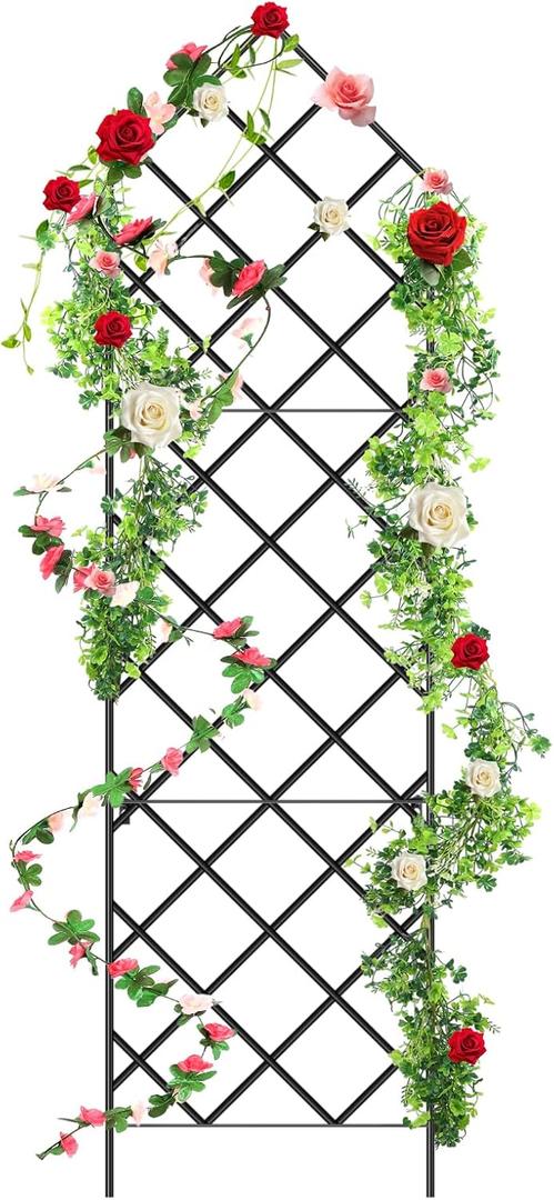 Newtay Giant Trellis for Climbing Plants, 108'' x 30'' Large Heavy Duty Rustproof Metal Vine Plant Trellis with Black Coating for Outdoor Climbing Plants Vegetables Support(Modern Style)