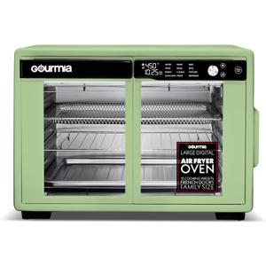 Gourmia French Door Digital Air Fryer Oven - XL 37QT Capacity, 12 Presets, FryForce 360 Tech, Dehydrate, Proof, Slow Cook, Fits 13 Pizza, 1700W, Green