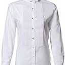 Women's Pleated Wing Collar Tuxedo Shirt 6