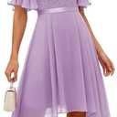 BeryLove Cocktail Formal Party Dress Bridesmaid Wedding Guest A Line Lace Elegant Flowy Prom Dresses XL
