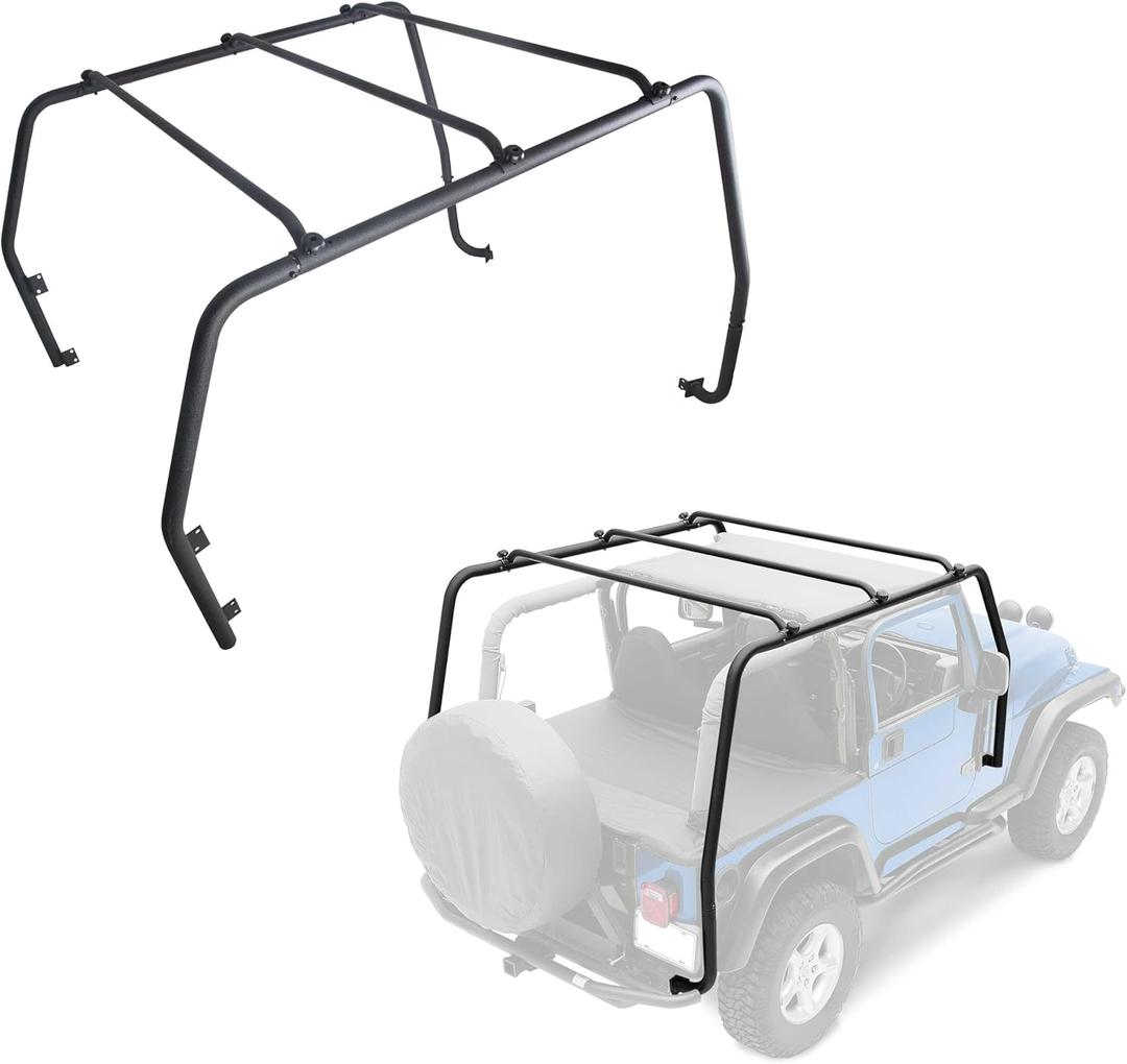 ECOTRIC Top Roof Rack Compatible with 1997-2006 Jeep Wrangler TJ, Rubicon Textured Black Upper