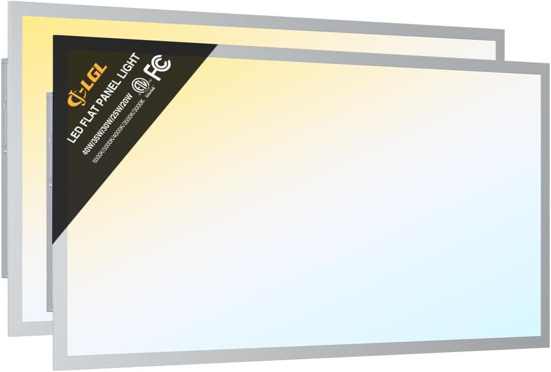 LED 2x4 Flat Panel Light, Drop Ceiling Lights Fixture, Selectable Features, 30W/40W/50W/60W/72W, 3000K/3500K/4000K/5000K/6500K, Dimmable (0-10V), for Office Kitchen, ETL Listed (2x4FT-2Pack)