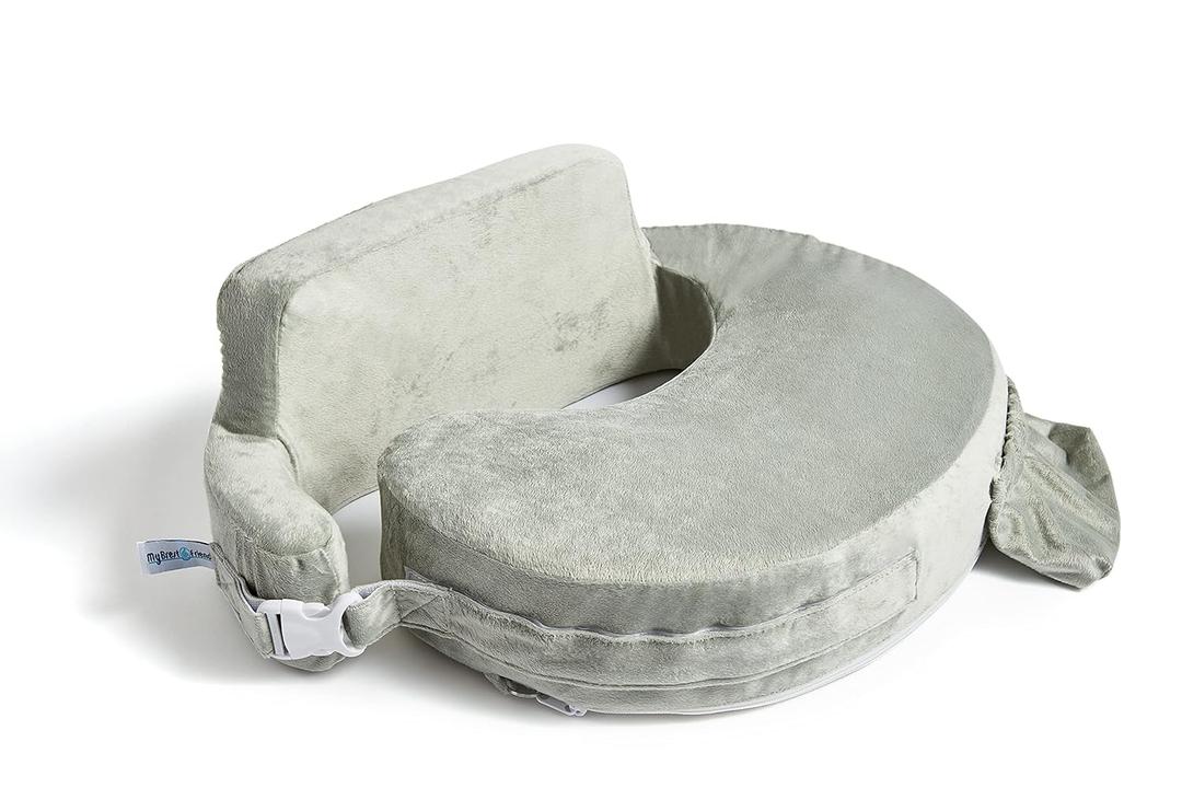 My Brest Friend Super Deluxe Nursing Pillow - Enhanced Comfort & Ergonomic Breastfeeding Pillow for Ultimate Support For Mom & Baby - Adjustable and with Handy Side Pocket, Platinum