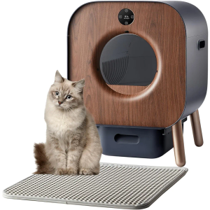 Self Cleaning Cat Litter Box, Automatic Cat Litter Box with APP Control, TUV Ten-fold Safety Protection, Odor-Free Waste Disposal Includes Mat & Waste Bags