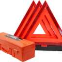 3 Pack Foldable Warning Reflective Triangles with Carrying Case, Heavy Base Roadside Triangles for Vehicles Breakdown, Safty Reflector DOT Approved (Sand Filled)