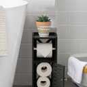 AOJEZOR Toilet Paper Holder Stand: PVC Freestanding Bathroom Cabinet Storage for Apartment Dwellers - Slim Bathroom Storage - Black (15.4''H inch)