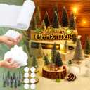 45 Pcs Christmas Fake Snow Sets Includes 8 x 3 Feet Snow Blanket, Artificial Snowflakes, Cotton, Mini Green Trees and LED Lights, Christmas Decoration for Winter Village