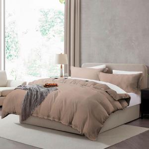 Hearth & Harbor King Duvet Cover Set - King Soft Prewashed Khaki Duvet Cover, 3 Piece Set with Zipper Closure, 1 Duvet Cover 104x90 inches and 2 Pillow Shams (05 - Khaki (No Comforter))