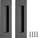 Ravinte 2 Pack Black Sliding Closet Door Handles Black Flush Pulls 7in Length Recessed Finger Pulls for Sliding Barn Door Sqaure Cabinet Pulls Stainless Steel
